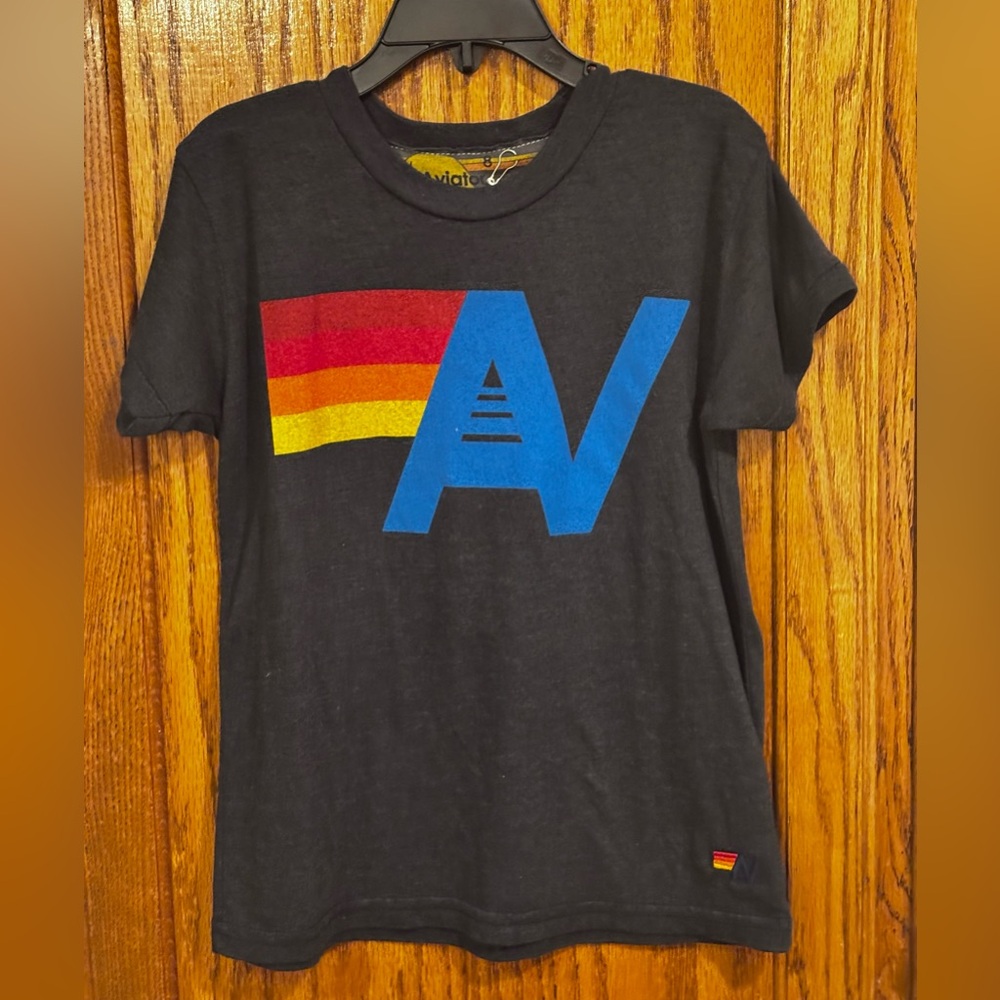 Aviator Nation Kids Logo Tee Charcoal & Multicolor Size 8 Unisex - Picture 7 of 9